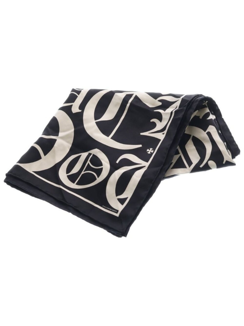 Chrome Hearts CH Plus Vintage English Logo All Over Print Silk Scarf Black